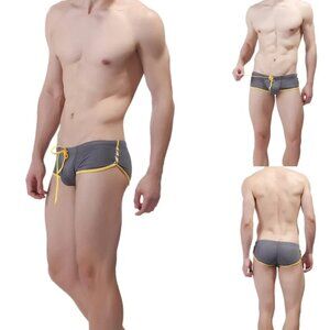 NWT Men's Square Cut Swimsuit with Snap Detail